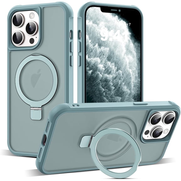 Compatible with iPhone 11 Pro Max Case with Invisible Magnetic O-Ring Stand Military-Grade Translucent Case for iPhone 11 ProMax 6.5" [Compatible with MagSafe][Great Grip Feeling], Blue