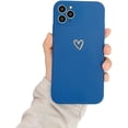 thumbnail image 1 of Compatible for iPhone 11 Pro Max Case for Soft Liquid Silicone Gold Heart Pattern Slim Protective Shockproof Case for Women Girls for iPhone 11 Pro Max-Blue, 1 of 14
