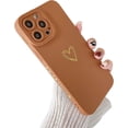 thumbnail image 1 of Compatible with iPhone 11 Pro Max Case for Women, Bronzing Luxury Heart Phone Case Cute Side Small Pattern Soft TPU Full Camera Lens Protective Case for 11 Pro Max -6.5 inch (Brown), 1 of 14
