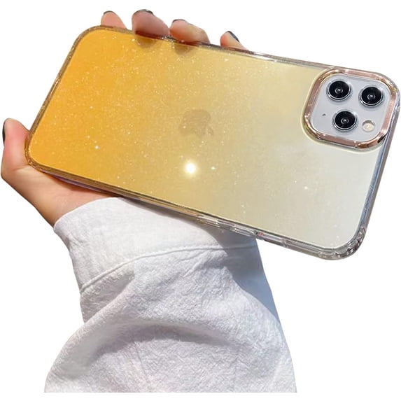 Compatible with iPhone 11 Pro Max Case for Women Girls,Luxury Shiny Fashion Gradient Glitter Bling Cute Clear Acrylic Plate Shockproof Case for iPhone 11 Pro Max(Gradient Yellow)
