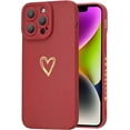 thumbnail image 1 of Compatible with iPhone 11 Pro Max Case for Women, for iPhone 11 Pro Max 6.5 Inch, Bronzing Luxury Heart Phone Case Cute Soft TPU Shockproof Full Camera Lens Protective Cover - Burgundy, 1 of 8