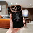 thumbnail image 1 of Compatible with iPhone 11 Pro Max Magnetic Case, Luxury Love Heart Pattern Plating Magsafe Ring Kickstand Case Compatible with MagSafe for Women Girls Shockproof Protective Back Cover - Black, 1 of 8