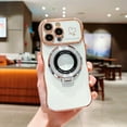 thumbnail image 1 of Compatible with iPhone 11 Pro Max Magnetic Case, Luxury Love Heart Pattern Plating Magsafe Ring Kickstand Case Compatible with MagSafe for Women Girls Shockproof Protective Back Cover - White, 1 of 8