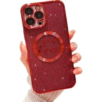 Compatible with iPhone 11 Pro Max Magnetic Glitter Case-6.5 Inch, Luxury Love Heart Pattern Plating Bling Clear Case, Compatible with MagSafe for Women Girls Shockproof Back Cover-Purple