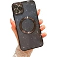 thumbnail image 1 of Compatible with iPhone 11 Pro Max Magnetic Glitter Case, Luxury Plating Cute Bling Clear Phone Case, Compatible with MagSafe for Women Girls with Camera Protector Back Cover - Black, 1 of 10