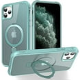 thumbnail image 1 of Compatible with iPhone 11 Pro Max with Magnetic Invisible Ring Kickstand Compatible with MagSafe Lightweight and Translucent Matte Back Shockproof Protective Case Men Women Green, 1 of 14