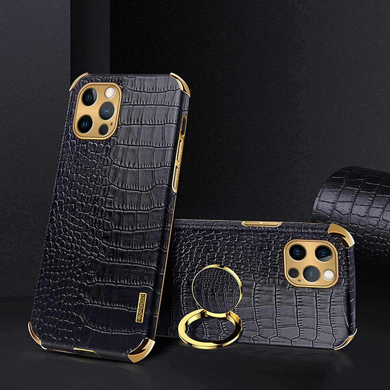 Compatible with iPhone 11 Pro Max Ring Holder Case Luxury Crocodile ...