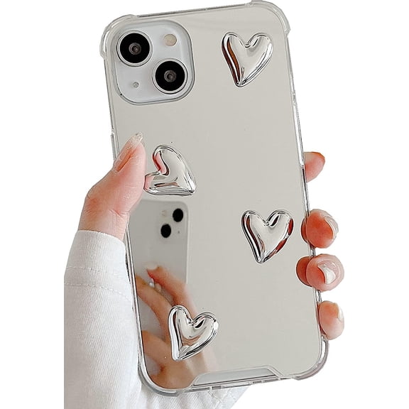 Compatible with iPhone 11 Pro case,Mirror Senior Silver Cute Heart Soft Silicone Clear Makeup Mirror Women Girls Shockproof Protect Cover Case for iPhone 11 Pro.