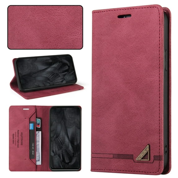 Compatible with iPhone 11 Wallet Case with Card Holder,Women Men RFID Blocking PU Leather Vintage Folio Kickstand Flip Retro TPU Protective Credit Card Slots Phone Case,Red
