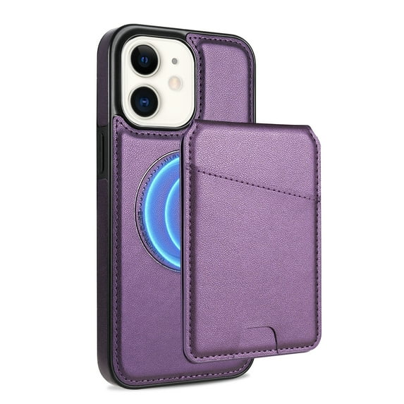 Compatible With iPhone 11 Wallet Case,PU Leather,Back Flip Kickstand,Detachable Magnetic Wallet,With Card Slots,Shockproof Rugged Ultra Slim Anti-fall Phone Case Cover,Purple