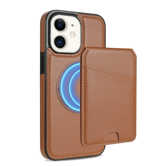 Compatible With iPhone 11 Wallet Case,PU Leather,Back Flip Kickstand,Detachable Magnetic Wallet,With Card Slots,Shockproof Rugged Ultra Slim Anti-fall Phone Case Cover,Brown