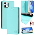 thumbnail image 1 of Compatible for iPhone 11 Wallet Case PU Leather Folio Flip Cover with RFID Blocking Credit Card Holder, Kickstand Protective Shockproof Cover for iPhone 11 Purse Phone Case, Mint, 1 of 12