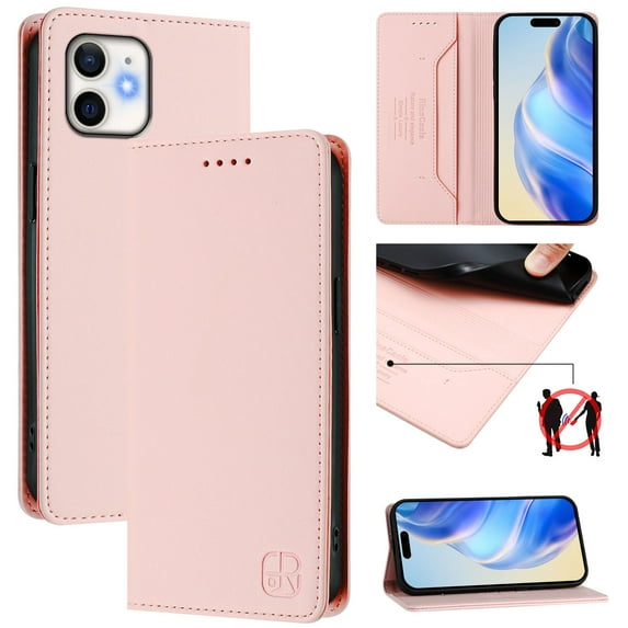 Compatible for iPhone 11 Wallet Case PU Leather Folio Flip Cover with RFID Blocking Credit Card Holder, Kickstand Protective Shockproof Cover for iPhone 11 Purse Phone Case, Pink