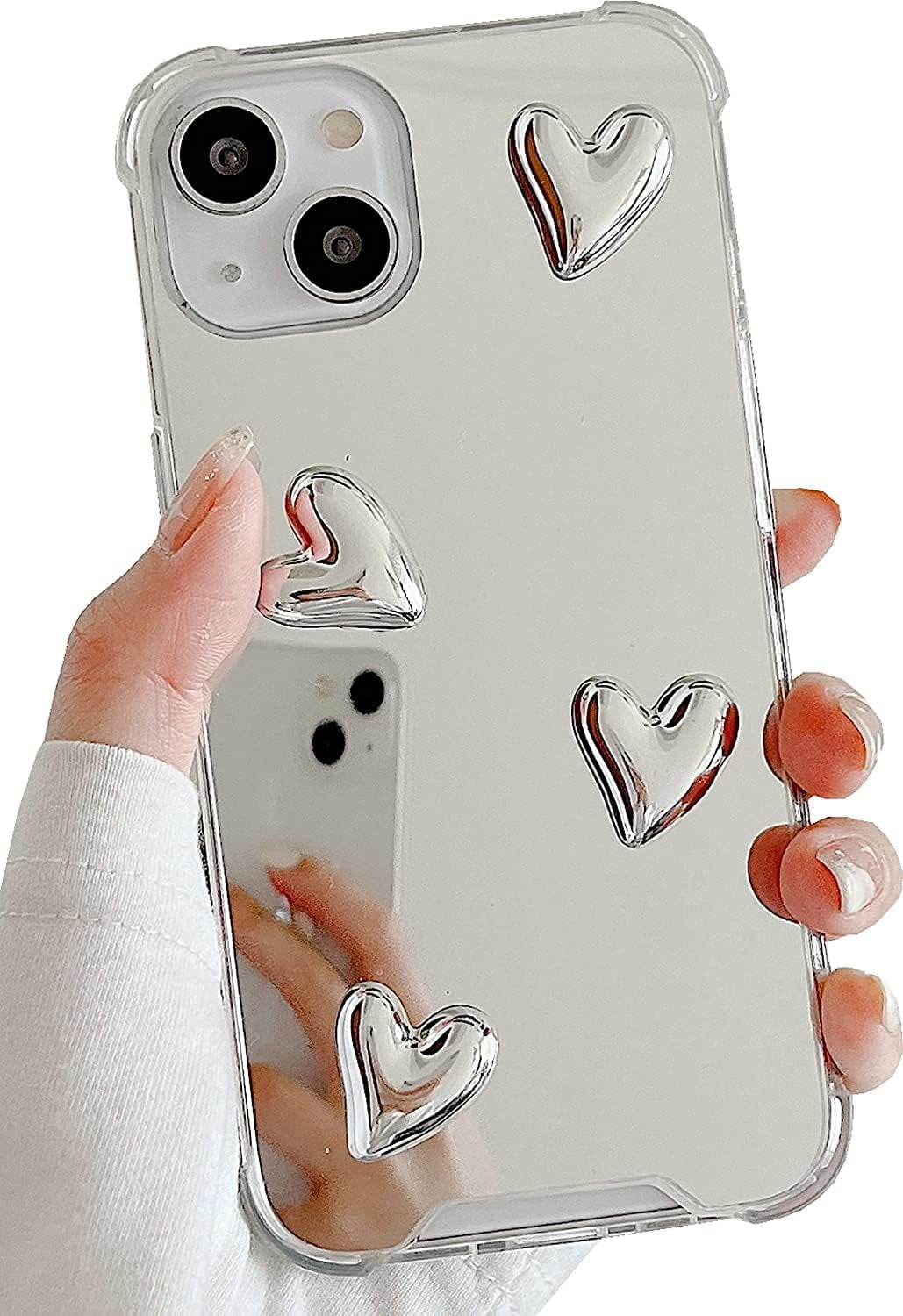 Compatible with iPhone 12/12 Pro case,Mirror Senior Silver Cute