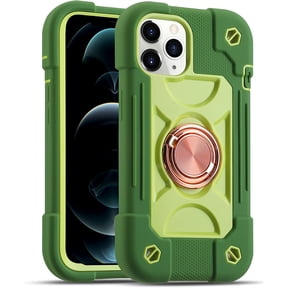 Compatible with iPhone 12/12 Pro Case 6.1 Inch with 360 Degree Rotate Ring Stand, Military Grade Drop Protection Heavy Duty Case 3 in 1 Protective Cover for iPhone 12/12 Pro. (Avocado)