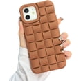 thumbnail image 1 of Compatible iPhone 12/12 Pro Case, Cute 3D Plaid Desgin Case Soft TPU Full Protection Shockproof Case for Women Grils (Brown), 1 of 15