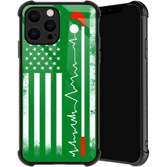 Compatible with iPhone 12/12 Pro Case, Golf American Flag Phone Cover for Men/Women, Soft TPU Anti-Skid Thread and Four Corner Anti-Collision Protection Case Compatible with iPhone 12/12 Pro