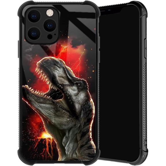 Compatible with iPhone 12/12 Pro Case, Volcano T-rex Phone Cover for Men/Women, Soft TPU Anti-Skid Thread and Four Corner Anti-Collision Protection Case Compatible with iPhone 12/12 Pro