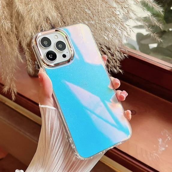 Compatible with iPhone 12/12 Pro Case for Women Girls,Luxury Shiny Fashion Gradient Glitter Bling Cute Clear Acrylic Plate Shockproof Case for iPhone 12/12 Pro(Laser)