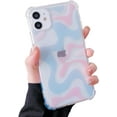 thumbnail image 1 of Compatible with iPhone 12/12 Pro Clear Case,Aesthetic Simple Color Pattern Design,Slim Case with Air-Guard Corner Shockproof Bumper Protection Soft TPU Cover for Women Girl-Light Blue, 1 of 12