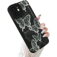 thumbnail image 1 of Compatible with iPhone 12 6.1 Inch 2020 Black Silicone Butterfly Case, Soft TPU Anti Bump Silicone Case Cute Butterfly Pattern Design for Female Girls, 1 of 12