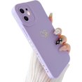thumbnail image 1 of Compatible with iPhone 12 Case (6.1" 2020), Plated Luxury Heart Phone Case Cute Side Pattern Soft TPU Shockproof Full Camera Lens Protective Phone Cases for Women Girls - Purple, 1 of 8