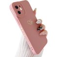 thumbnail image 1 of Compatible with iPhone 12 Case (6.1" 2020), Plated Luxury Heart Phone Case Cute Side Pattern Soft TPU Shockproof Full Camera Lens Protective Phone Cases for Women Girls - Pink, 1 of 8