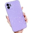 thumbnail image 1 of Compatible with iPhone 12 Case 6.1 inch, Cute Neon Bright Color,Glitter Bling Thin Slim Shockproof Silicone Sparkly Case, Soft TPU Phone Case for Women Girl-Purple, 1 of 12