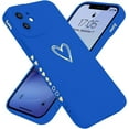 thumbnail image 1 of Compatible with iPhone 12 Case 6.1 inch for Women Girls, Cute Luxury Love Heart [Soft Anti-Scratch Full Camera Lens Protection] Silicone Girly Shockproof Phone Case for iPhone 12-Blue, 1 of 14