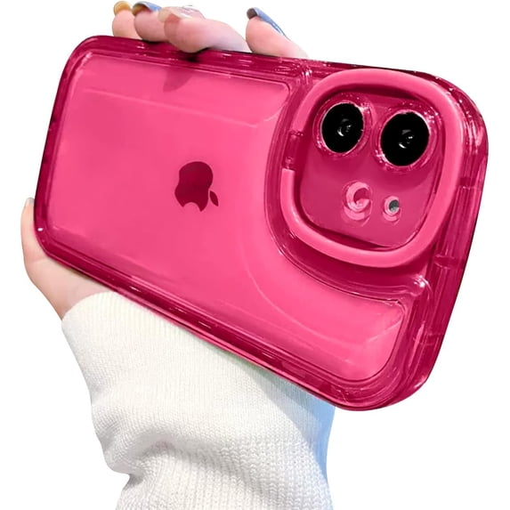 Compatible with iPhone 12 Case with Clear Kickstand Creative Protective Design Case with Camera Holder for TPU Slim Shockproof Cool Phone Case for iPhone 12-Rose red