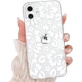 thumbnail image 1 of Compatible for iPhone 12 Case Cute Clear Hibiscus Flower Floral Aesthetic Printed Design for Girls Women Soft TPU Shockproof Protective Girly for iPhone 12-White, 1 of 7