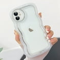 thumbnail image 1 of Compatible with iPhone 12 Case, Cute Curly Wave Frame Shape with Plating Edge, Camera Lens Cover & Soft TPU Silicone Heavy Duty Shockproof Protection Clear Phone case for iPhone 12, Clear, 1 of 8