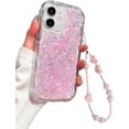 thumbnail image 1 of Compatible for iPhone 12 Case,Cute Sparkly Bling Glitter Wavy Edge Design for Women Girls Soft TPU Shockproof Anti-Scratch Protective Cases for iPhone 12-Pink, 1 of 7