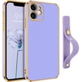 thumbnail image 1 of Compatible with iPhone 12 Case, Cute Wristband Holder Slim Lightweight Hard PC TPU Bumper Scratch Resistent Shockproof Protective Phone Cover for iPhone 12 6.1''- Lavender Purple., 1 of 13