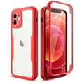 thumbnail image 1 of Compatible with iPhone 12 Case Full Body Clear Design with Built-in Screen Protector Shockproof Anti-Scratch Rugged Phone Case 360 Protective Cover for iPhone 12 6.1 inch, Red, 1 of 16