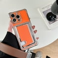thumbnail image 1 of Compatible with iPhone 12 Case, Luxury Ultra Slim Credit Card Slot Holder Wallet Plating Clear Soft TPU Shockproof Drop Protective Cover Phone Case for iPhone 12, Orange, 1 of 7