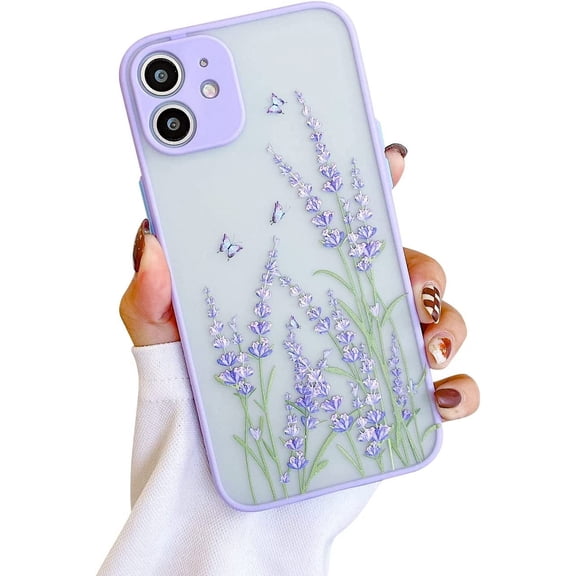 Compatible for iPhone 12 Case [Not fit iPhone 12 Pro 6.1‘’] for Clear Frosted PC Back 3D Floral Girls Woman and Soft TPU Bumper Silicone Slim Shockproof Case for iPhone 12 6.1''-Butterfly