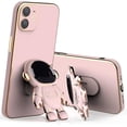 thumbnail image 1 of Compatible with iPhone 12 Case with Plating Cute Creative Astronaut Cartoon Pattern Holder Soft TPU Protective Slim Shockproof Case for iPhone 12-Pink, 1 of 11