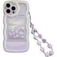 thumbnail image 1 of Compatible with iPhone 12 Case for Women/Girls, Cute Curly Wave Flowers Flora Platinum Transparent Soft Shockproof Case with Bracelet for iPhone 12, Flowers with Bracelet, 1 of 8