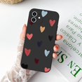 thumbnail image 1 of Compatible with iPhone 12 Case for Women Girls, Cute Matte Love Hearts Pattern, Premium Soft Liquid Silicone Back Cover with Camera Protection, Shockproof Phone Case for iPhone 12 - Black, 1 of 16