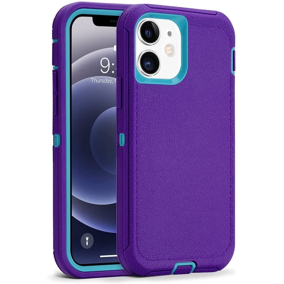 Compatible with iPhone 12 Case/iPhone 12 Pro Case 6.1-Inch (2020), Heavy Duty Defender 3-Layer Rugged Shockproof Drop Protective Cover Phone Cases for iPhone 12/12Pro,Purple Blue
