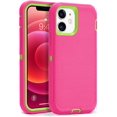 thumbnail image 1 of Compatible with iPhone 12 Case/iPhone 12 Pro Case 6.1-Inch (2020), Heavy Duty Defender 3-Layer Rugged Shockproof Drop Protective Cover Phone Cases for iPhone 12/12Pro, Hot Pink Green, 1 of 12