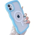 thumbnail image 1 of Compatible for iPhone 12 Case and iPhone 12 Pro Case with Magsafe, Wave Magnetic Phone Case Cute Water Ripple Candy Colors Frame Shockproof for Women Girls 6.1 Inch - Blue, 1 of 14