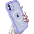 thumbnail image 1 of Compatible for iPhone 12 Case and iPhone 12 Pro Case with Magsafe, Wave Magnetic Phone Case Cute Water Ripple Candy Colors Frame Shockproof for Women Girls 6.1 Inch - Purple, 1 of 14