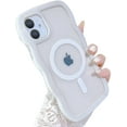 thumbnail image 1 of Compatible for iPhone 12 Case and iPhone 12 Pro Case with Magsafe, Wave Magnetic Phone Case Cute Water Ripple Candy Colors Frame Shockproof for Women Girls 6.1 Inch - White, 1 of 8