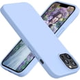thumbnail image 1 of Compatible with iPhone 12 Case and iPhone 12 Pro Case Slim Liquid Silicone Rubber 4 Layers Full Body Protection Shockproof Phone Case with Soft Anti-Scratch Microfiber Lining - Light Blue, 1 of 14