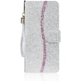 thumbnail image 1 of Compatible with iPhone 12 Glitter Wallet Case with 2 Credit Card Holder Slots Bling Diamond Sequin Flip Stand Purse PU Leather Soft Bumper Protective Cover Case 6.1 inch Black, 1 of 4