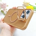 thumbnail image 1 of Compatible with iPhone 12 Magnetic Case, [With Metal Camera Ring Stand][Compatible with Mag-safe] [Translucent Matte] Anti-fall Shockproof Protective SkinFeel Phone Case,Desertgold, 1 of 10