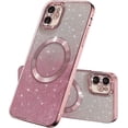 thumbnail image 1 of Compatible with iPhone 12 Magnetic Gardient Glitter Case, Plating Bling Cute Case with MagSafe for Women Girls Full Camera Protector Back Cover for iPhone 12 6.1'' Pink, 1 of 11