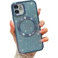 thumbnail image 1 of Compatible with iPhone 12 Magnetic Glitter Case, Luxury Plating Cute Bling Clear Phone Case, Compatible with MagSafe for Women Girls with Camera Protector Back Cover - Light Blue, 1 of 9